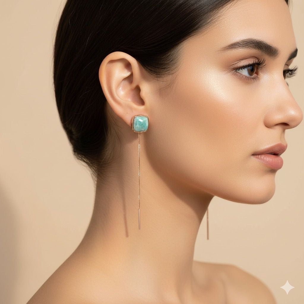 Amazonite Threader Earrings