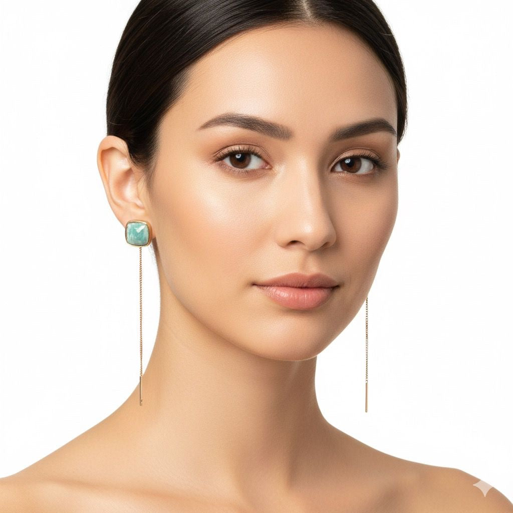 Amazonite Threader Earrings