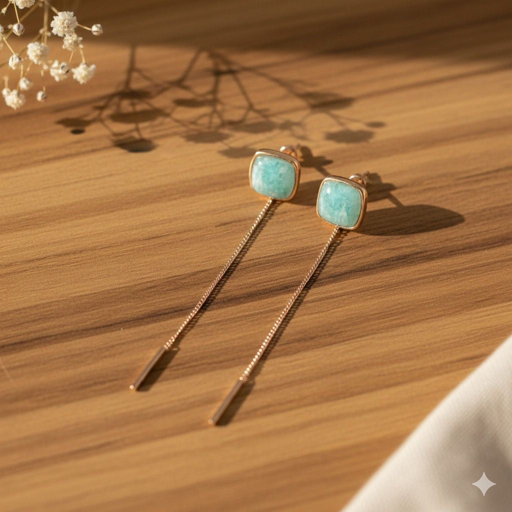 Amazonite Threader Earrings