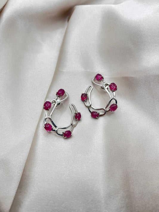 Rubellite Earring, Sterling Silver 925, Gemstone Earring, Statement Jewelry, Silver Earring, Gift for her, Silver Jewelry- ARIENE JEWELS