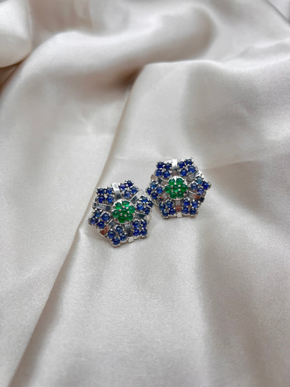 Tanzanite/Emerald Earring, Sterling Silver 925, Gemstone Earring, Gift for her, Silver Jewelry- ARIENE JEWELS