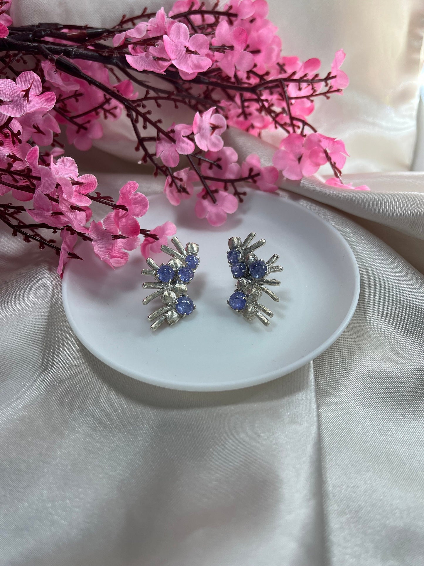 Tanzanite Earring, Sterling Silver 925, Gemstone Earring, Silver Earring, Gift for her, Silver Jewelry- ARIENE JEWELS