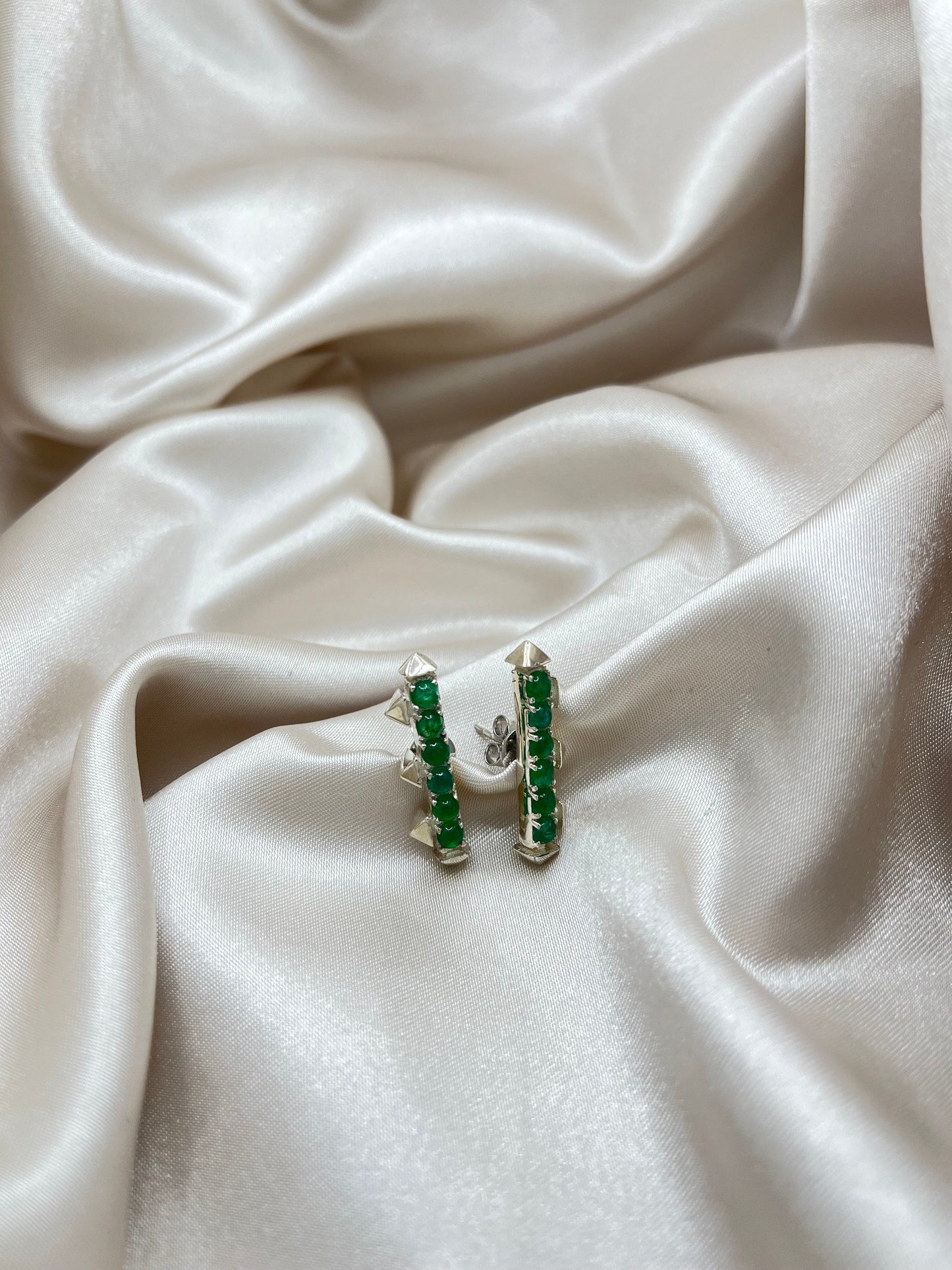 Emerald Earring,Sterling Silver 925,Gemstone Earring,Statement Art Deco Jewelry, Silver Earring, Gift for her, Silver Jewelry- ARIENE JEWELS