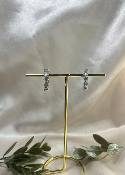 Moissanite Hoops Earrings , 925 Sterling Silver, Art Deco, Wedding Earrings, Anniversary Gift, Silver Jewelry- ARIENE JEWELS