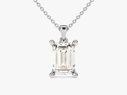 Moissanite Necklace, Emerald Cut 9x7mm Pendant, Moissanite Pendant, Anniversary Gift, Bridesmaid Gift, Silver Jewelry- ARIENE JEWELS