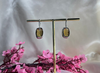 Smoky Quartz Earring, Sterling Silver 925, Gemstone Earring, Statement Art Deco Jewelry, Gift for her, Silver Jewelry- ARIENE JEWELS