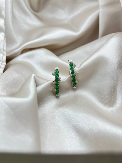 Emerald Earring,Sterling Silver 925,Gemstone Earring,Statement Art Deco Jewelry, Silver Earring, Gift for her, Silver Jewelry- ARIENE JEWELS