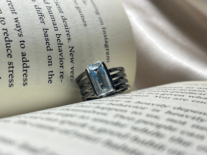 Blue Aquamarine Solitaire Ring